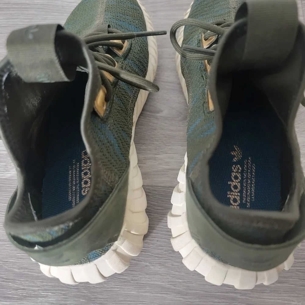 Adidas Olive Green Tubular Sneakers Shoes Size 5.5 Running Mesh Workout‎ Chunky